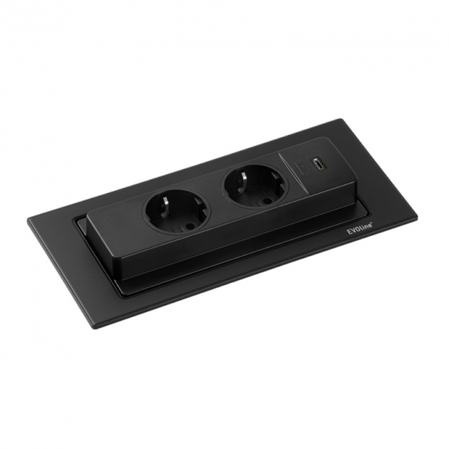 Powerbox Backflip - Strømuttak og USB-C - Matt sort i gruppen Sortiment / Belysning / Strømuttak hos Beslag Design i Båstad Aktiebolag (989003)